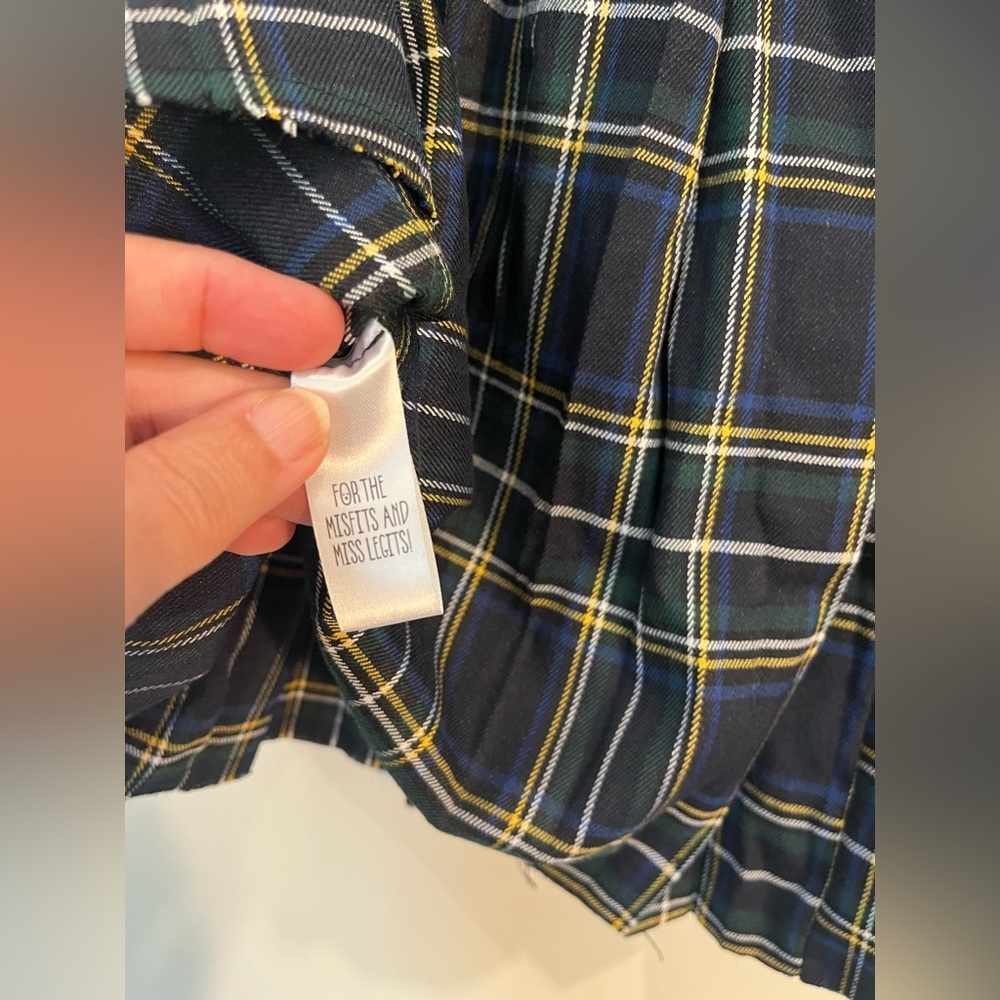 NWT Dolls Kill Current Mood Plaid Pleated Mini Skirt Punk Goth Grunge Rave Sz L - Picture 9 of 11